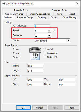 GX430 Printer Properties